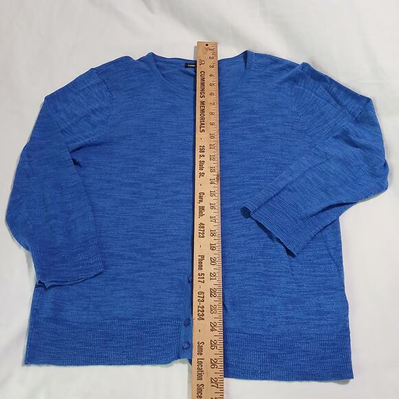 Cable & Gauge Large Royal Blue Cotton Blend Cardigan Sweater Lightweight - Picture 7 of 12